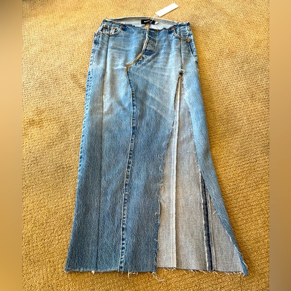 Vintage EB Denim Robi frayed denim midi skirt sz 25 NWT $450 - Picture 7 of 16
